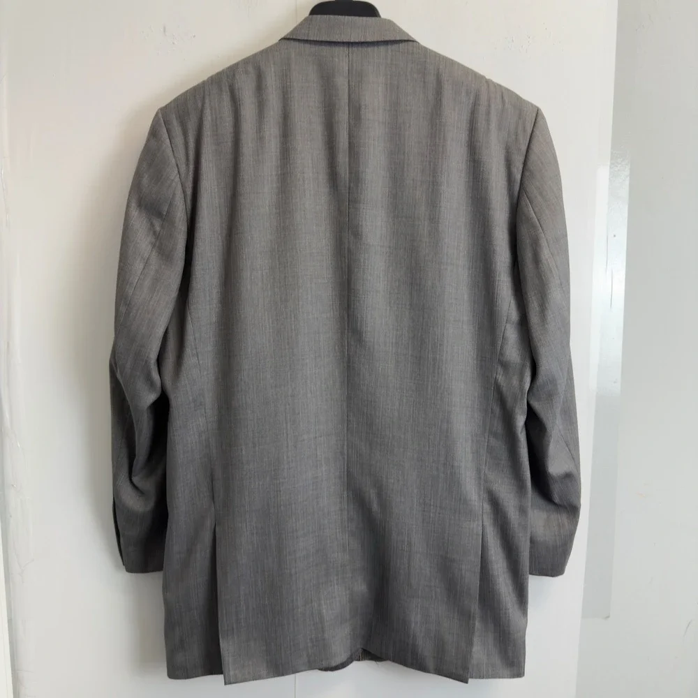 Ferera Italy Mens 48L‎ Grey Super 150s Wool 4 Button Peak Lapel Suit Jacket